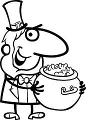 Image showing Leprechaun with gold cartoon for coloring