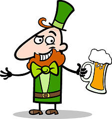 Image showing Leprechaun with beer cartoon illustration