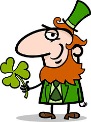 Image showing Leprechaun with clover cartoon illustration