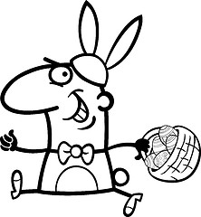 Image showing man as easter bunny cartoon for coloring