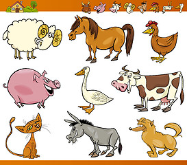 Image showing farm animals set cartoon illustration