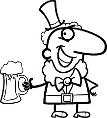 Image showing Leprechaun with beer cartoon for coloring