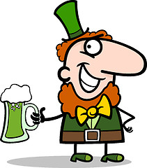 Image showing Leprechaun with beer cartoon illustration