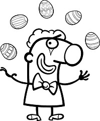 Image showing cartoon clown juggling easter eggs for coloring