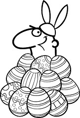 Image showing man as easter bunny cartoon for coloring