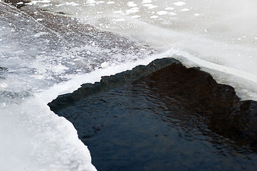 Image showing hole in the ice on the river and clean water