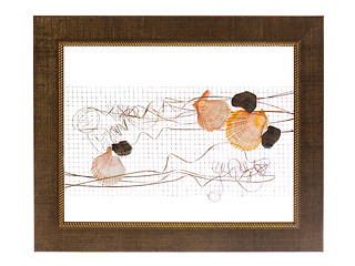 Image showing Decorative photo frame with abstract composition of shells, ston