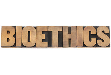 Image showing bioethics word in wood type