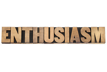 Image showing enthusiasm word in wood type