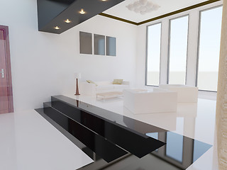 Image showing Modern living room.  3D render.