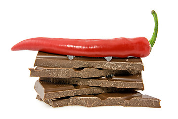 Image showing chocolate and chili pepper