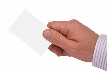 Image showing hand with white blank card