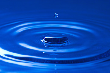 Image showing droplet falling in the blue water