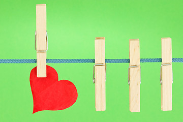 Image showing clothesline with a red heart