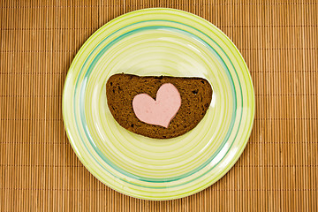 Image showing sandwich with heart shaped sausage