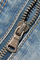 Image showing zipper of a stylish blue jeans