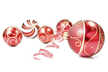 Image showing christmas baubles over a white background