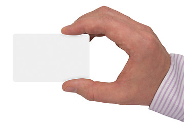 Image showing hand with white blank card