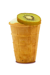 Image showing  ice cream and piece of kiwi fruit