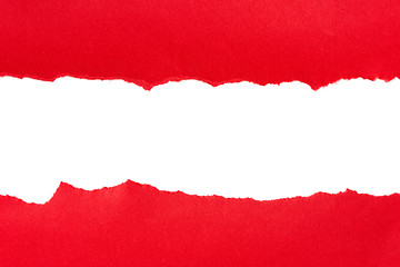 Image showing Torn red paper