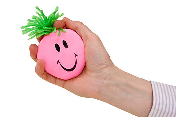 Image showing Hand squeezing funny stress ball