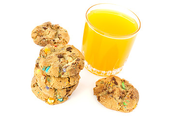 Image showing Orange juice with cookies 