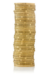 Image showing big stack of yellow coins