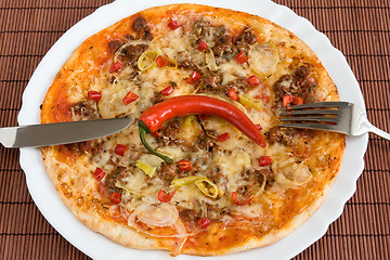 Image showing tasty chili pizza