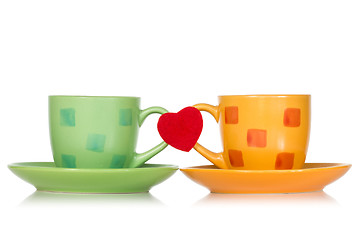 Image showing Two cups with red heart