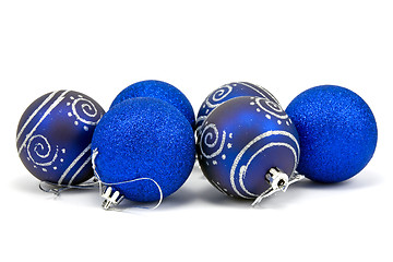 Image showing blue christmas baubles