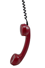 Image showing dark red phone receiver