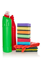 Image showing cleaning supplies and gloves 