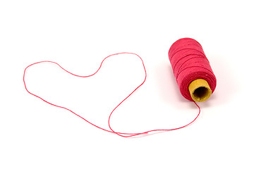 Image showing Heart shape made of red thread