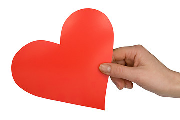 Image showing hand with red paper heart