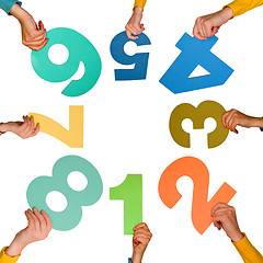 Image showing circle of hands with numbers