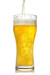 Image showing Cold beer pouring into glass