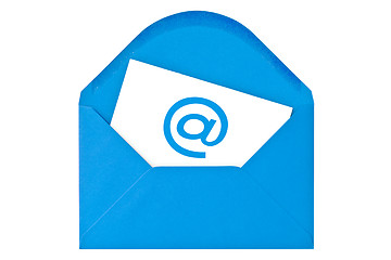 Image showing Blue envelope with email symbol