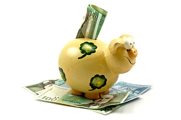 Image showing piggy bank and banknotes