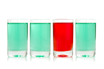 Image showing glasses with green and red liquid