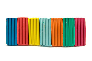 Image showing row of colorful plasticine