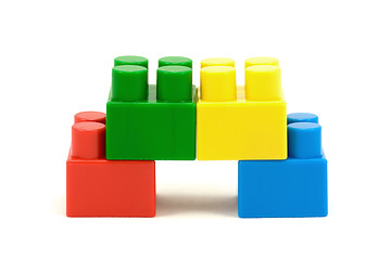 Image showing four colorful plastic toy bricks