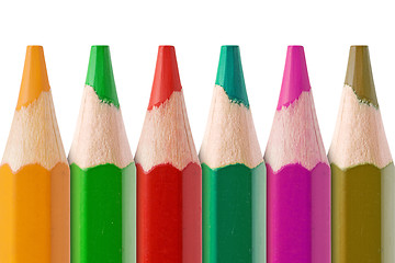 Image showing row of colorful pencils
