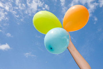 Image showing hand with color balloons