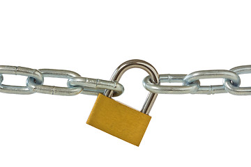 Image showing Lock and chain isolated on white