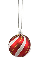 Image showing hung striped christmas bauble