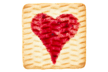 Image showing Cookie with blueberry jam  heart