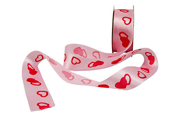 Image showing ribbon with red hearts