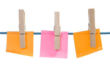 Image showing color paper sheets on rope