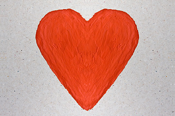 Image showing red heart painted with watercolor