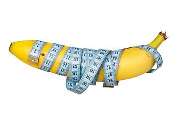 Image showing Measure tape wrapped on banana